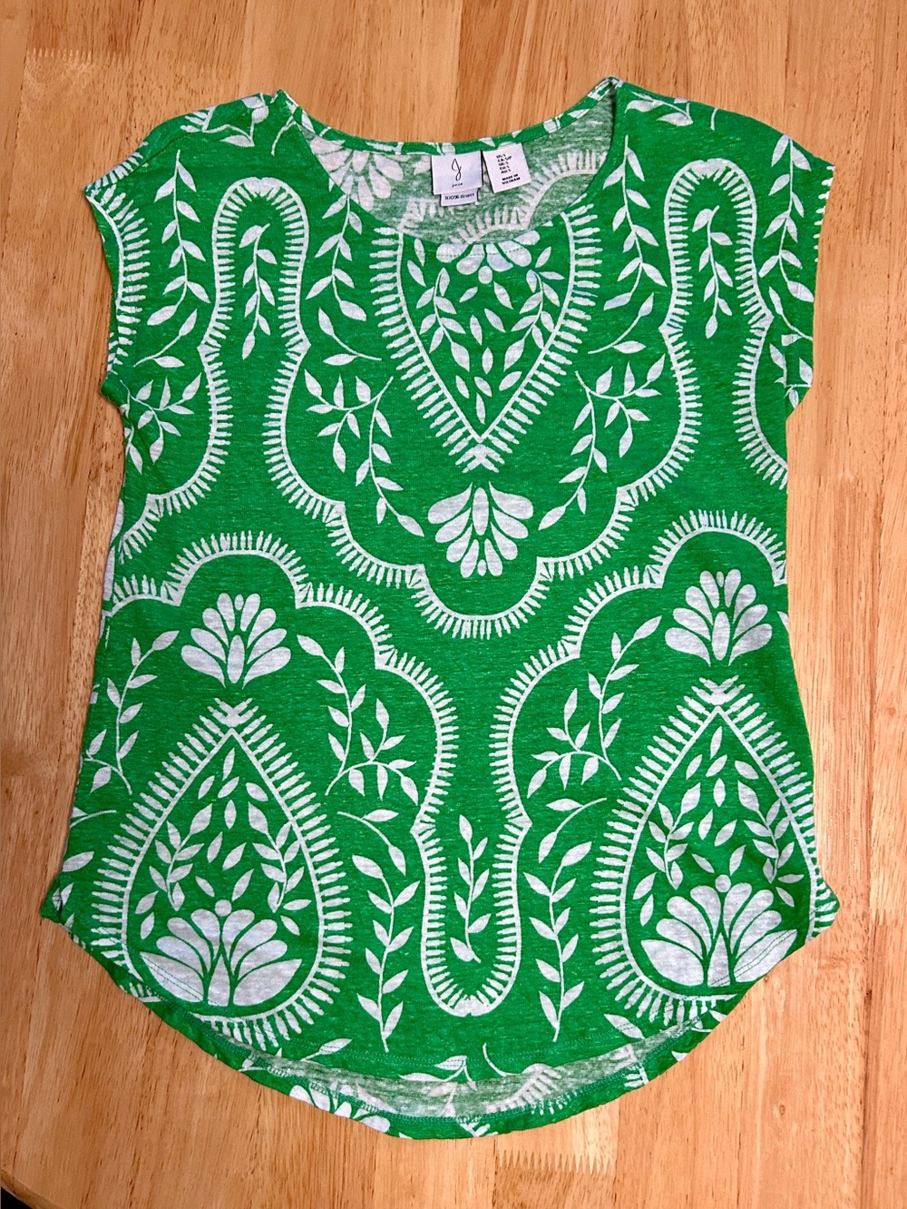 Joie vibrant green Linen Scoop Neck Top